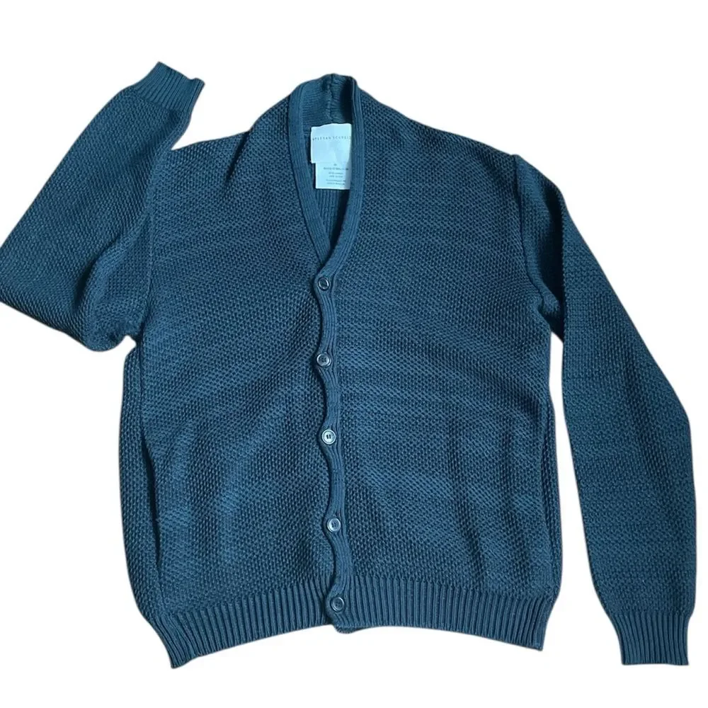 Stephan Schneider Men’s Textured Cotton Shawl Collar Cardigan Sz 6 Olive Belgium